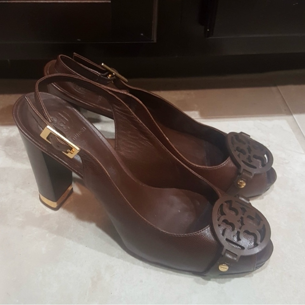 TORY BURCH Brown Slingback Heels- Size 9 1/2